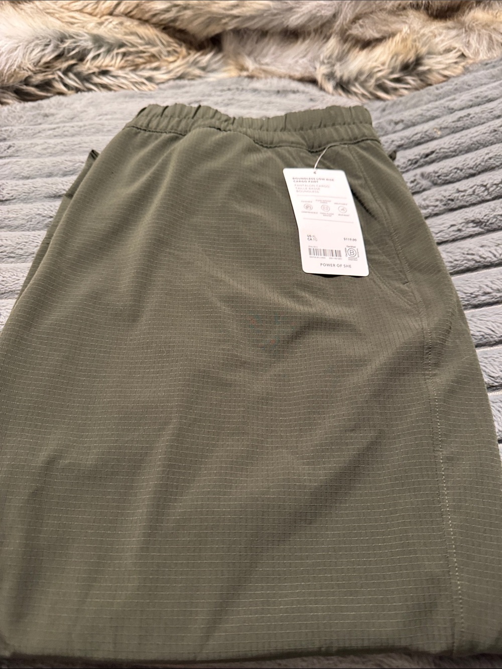 Athleta Olive Ribbed Track Pants with Elastic Waist - Picture 3 of 5